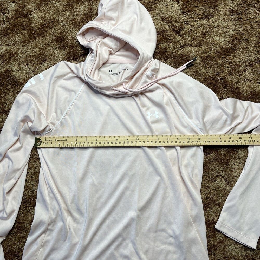 Under Armour Hoodie Womens Large Drawstring Pullover Sweatshirt Pink Long Sleeve - Picture 7 of 11